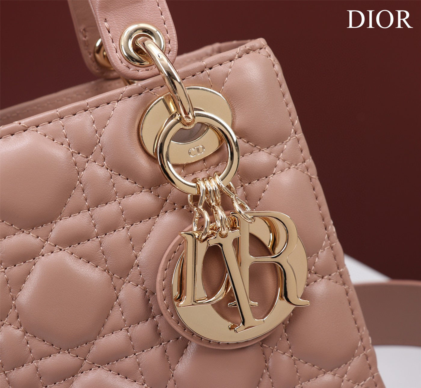 Lady Dior Lamb Skin ABCDior Bag High Grade - Rouge Pink
