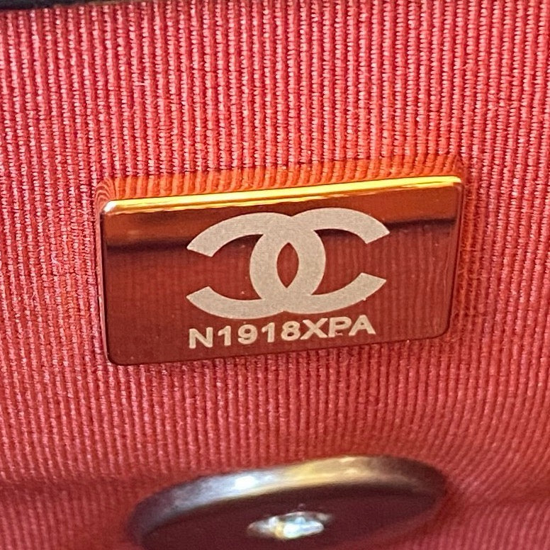 gold microchip hardware inside chanel 19 handbag lamb skin