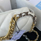 gold and silver chain strap of white chanel 19 handbag gold hardware lamb skin