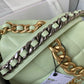 grey chain of Light green large chanel 19 handbag in gold hardware