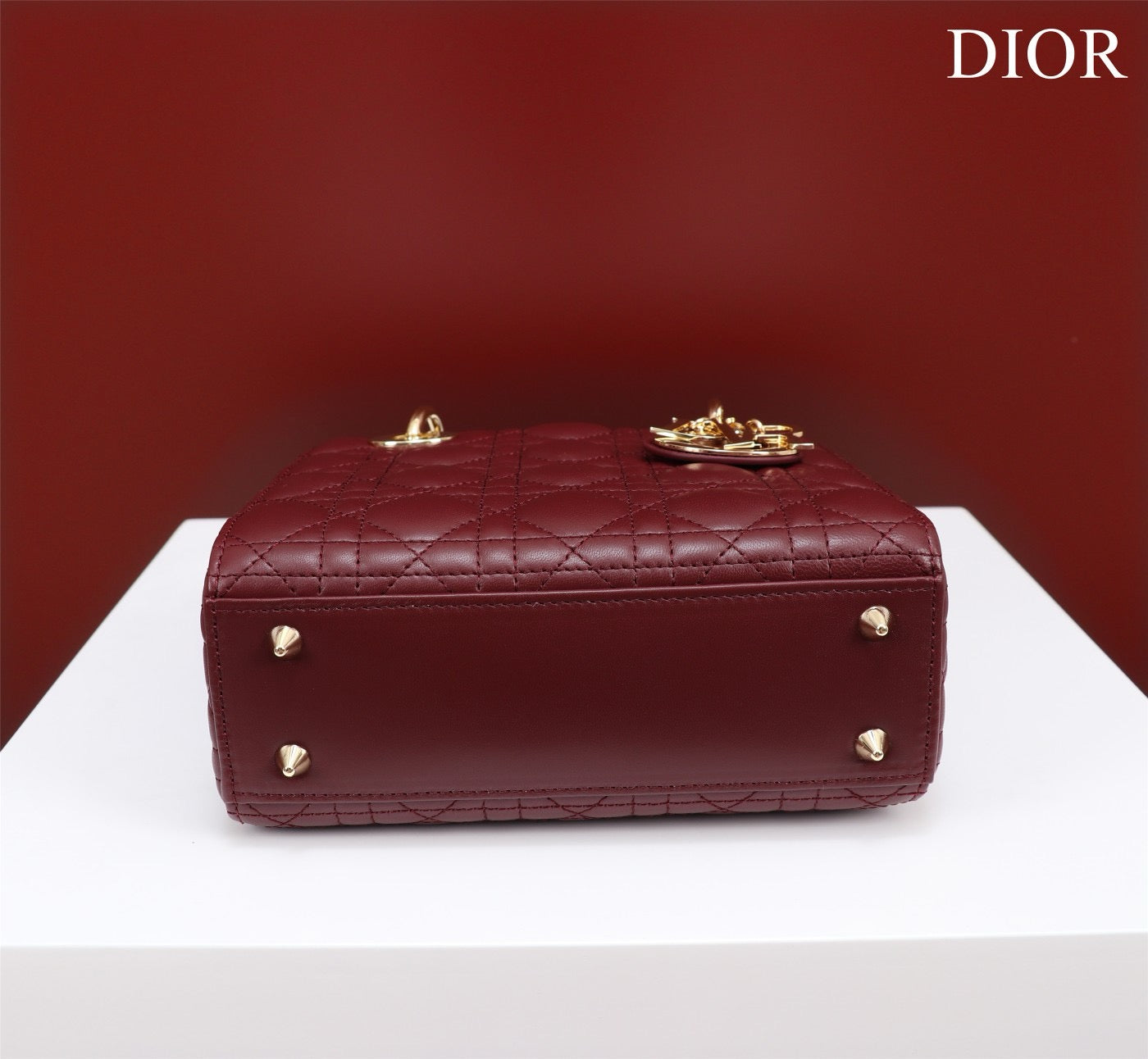 Small Lady Dior My ABCDior Bag Lamb Skin Maroon - High Grade