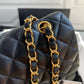 Classic Chanel Hand Bag Gold Metal Lamb Skin Black Mid grade