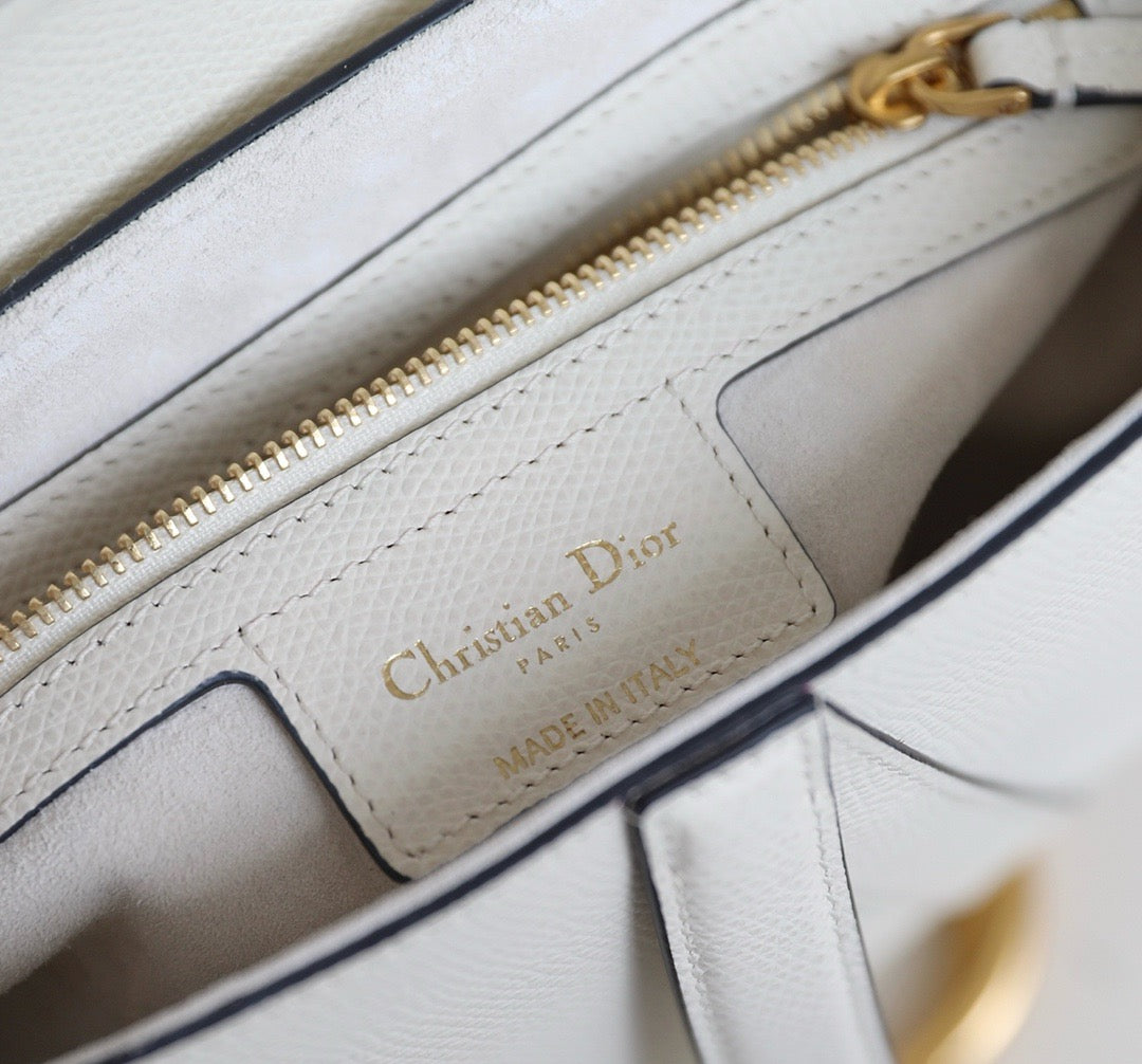 Dior Saddle Bag with Strap White Grained Calfskin High Grade