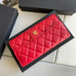 Chanel Long Red Wallet Lamb Skin