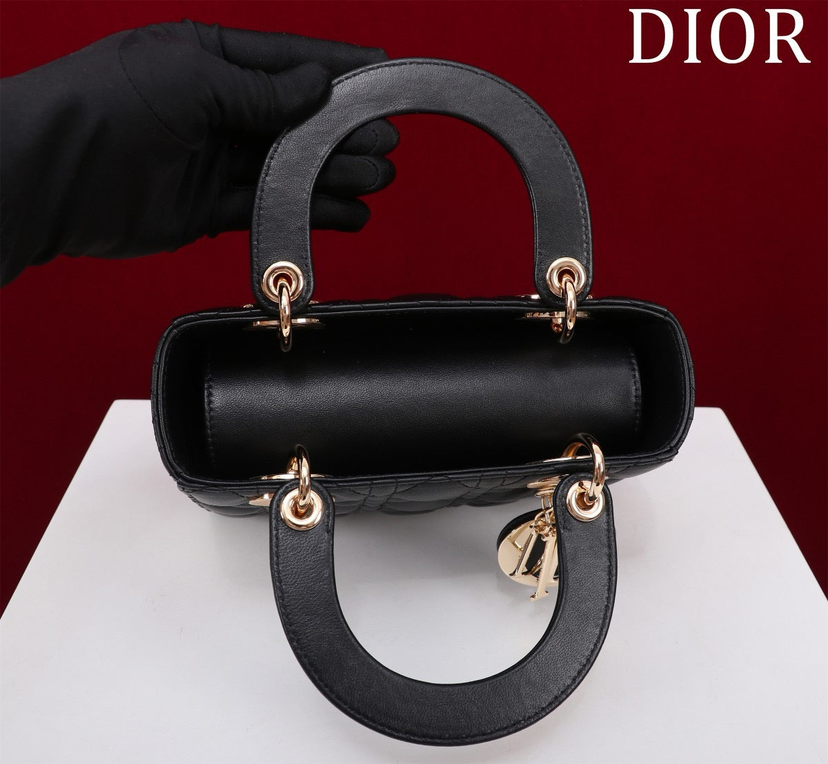 top view of lady dior bag