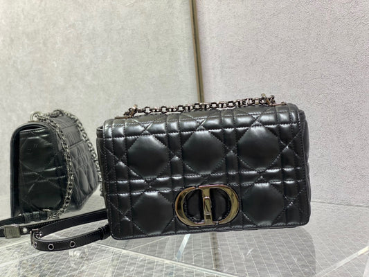 Dior Caro Bag Quilted Macrocannage Black Platinum Grade