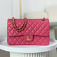 Chanel Classic Flap Bag Grained Calf Skin Hot Pink Platinum Grade