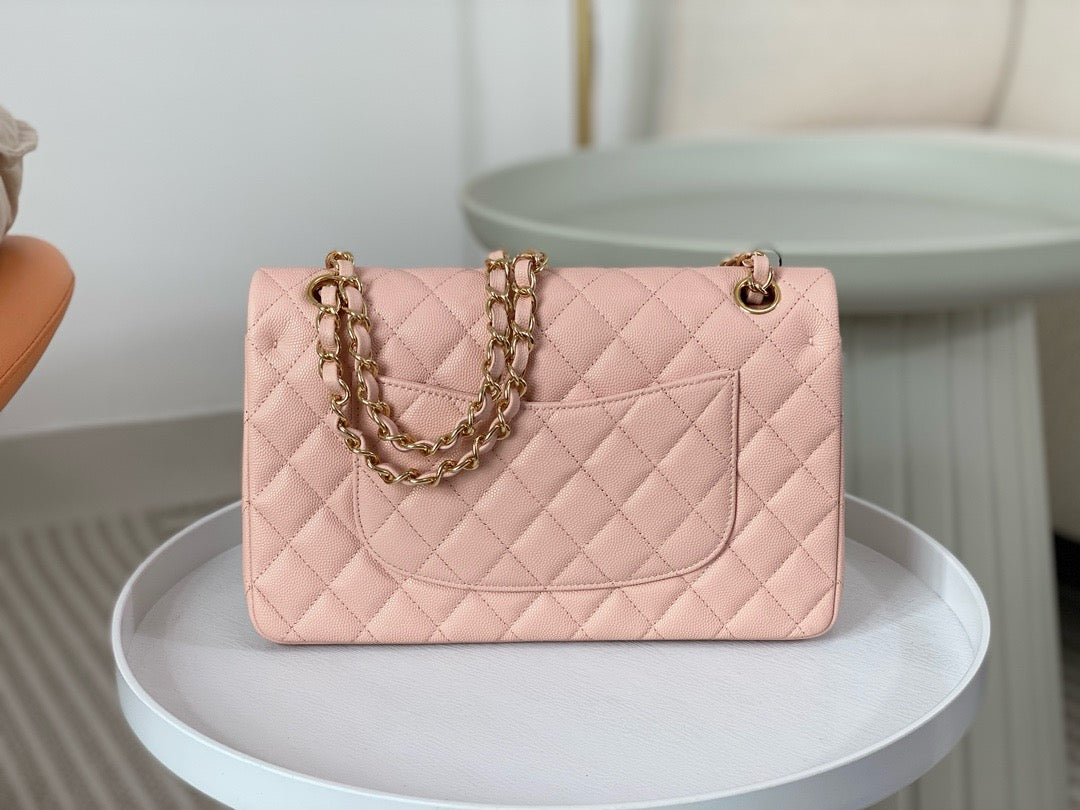 Chanel Classic Flap Bag Grained Calf Skin Baby Pink High Grade
