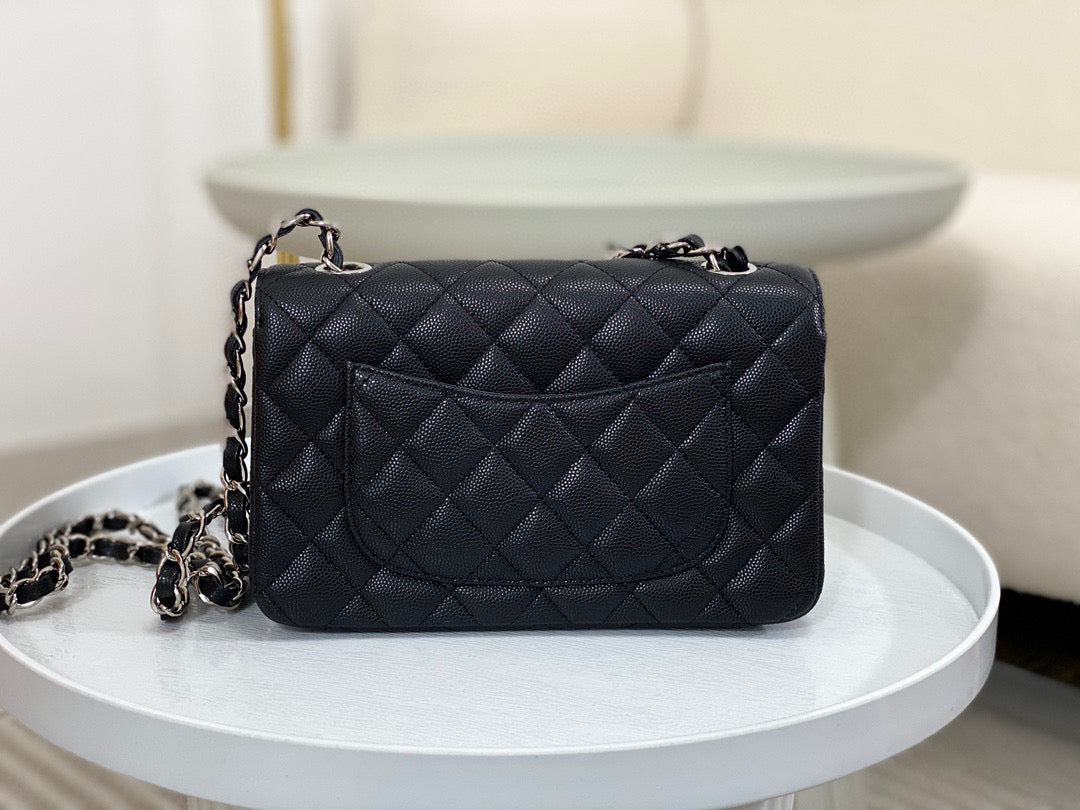 Chanel Classic Small Flap Bag Grained Caviar Calf Skin - High Grade