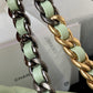 grey and gold chain of Light green large chanel 19 handbag in gold hardware