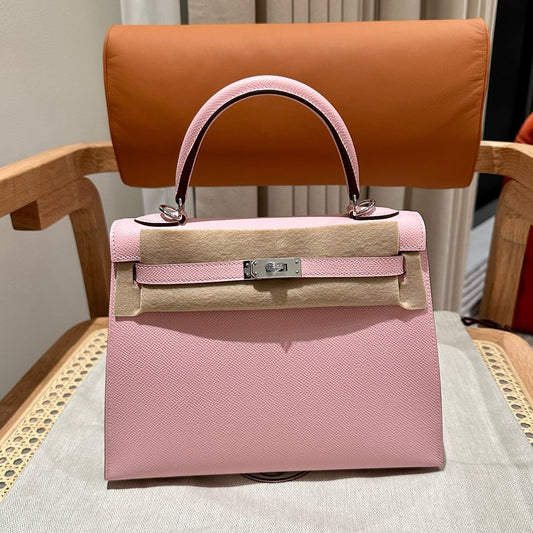 Hermes Pink Kelly Bag Epsom Leather Silver Hardware
