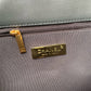 gold chanel logo inside Grey chanel 19 handbag in lamb skin gold hardware