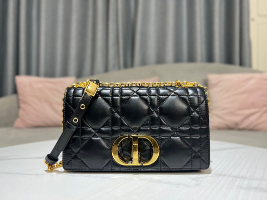 Dior Caro Bag Quilted Macrocannage Black Platinum Grade