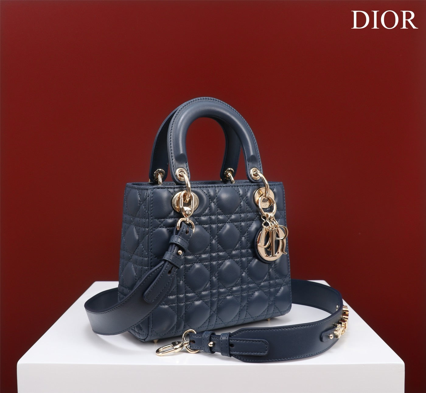 Small Lady Dior My ABCDior Bag Lamb Skin Blue - High Grade