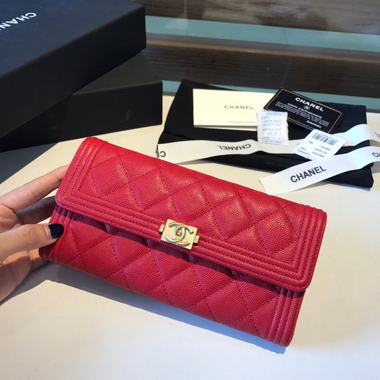 Chanel Bi-Fold Red Boy Wallet High Grade
