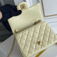 Chanel Lamb Skin Camellia Chain Crossbody Shoulder Bag Lemon High Grade
