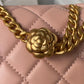 Chanel Lamb Skin Camellia Chain Crossbody Shoulder Bag Pink High Grade