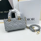 Dior LADY D-JOY MICRO BAG Lamb Skin Grey Low Grade