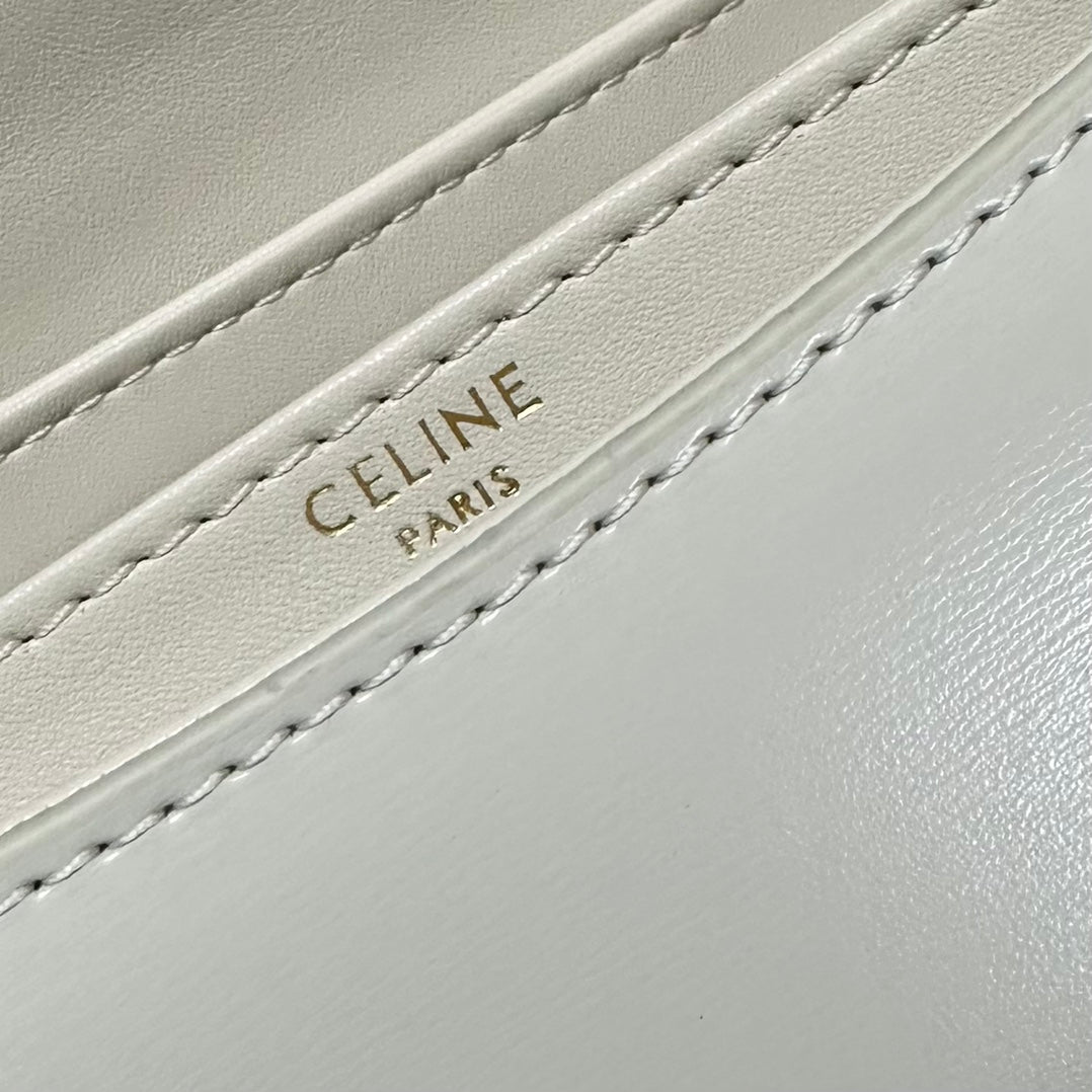Celine CHAIN BESACE CLEA IN SHINY CALFSKIN - white Mid Grade