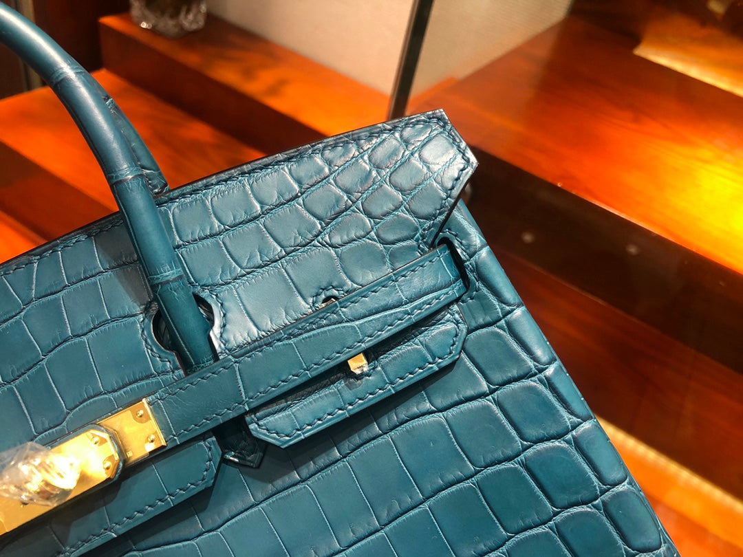 Hermes Birkin Bag Crocodile Leather Teal