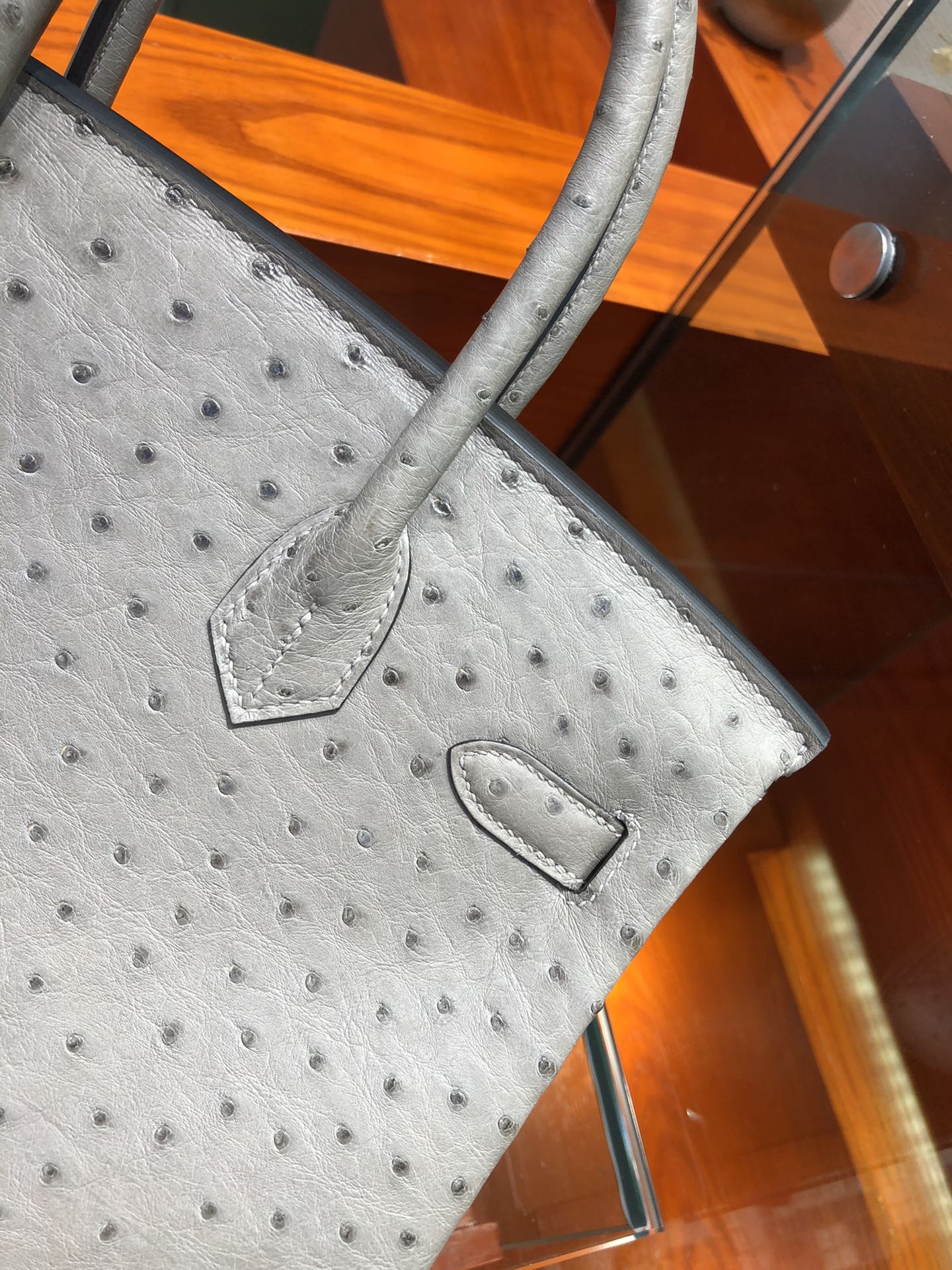 Hermes Birkin Bag Ostrich Leather Grey