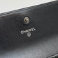 Chanel Bi-Fold Black Boy Wallet Lamb Skin Silver High Grade