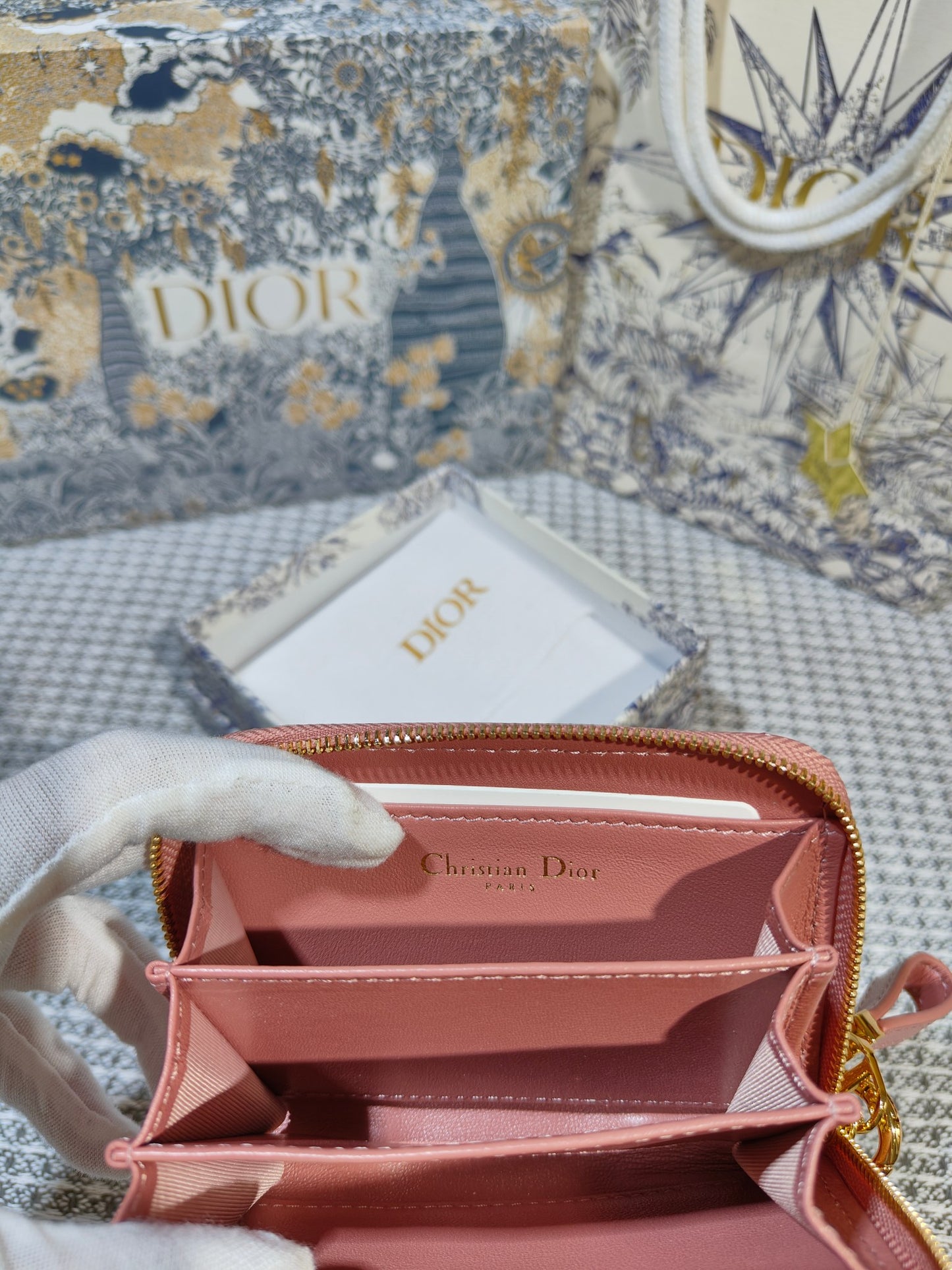 Dior Caro Scarlet Wallet Pink High Grade