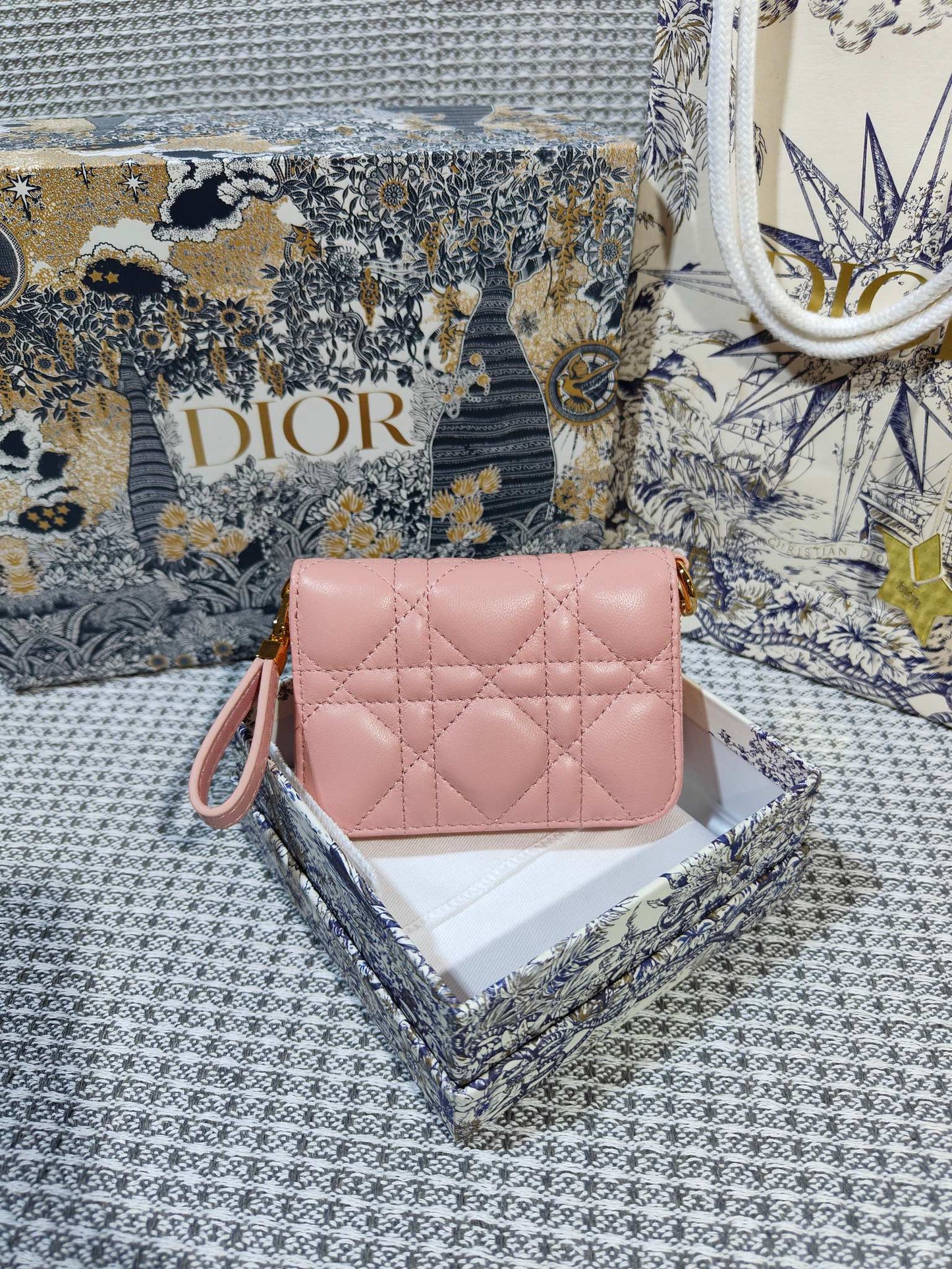 Dior Caro Scarlet Wallet Pink High Grade