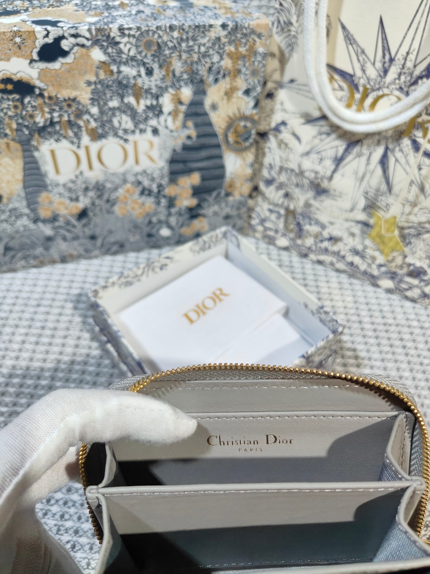 Dior Caro Scarlet Wallet Grey High Grade